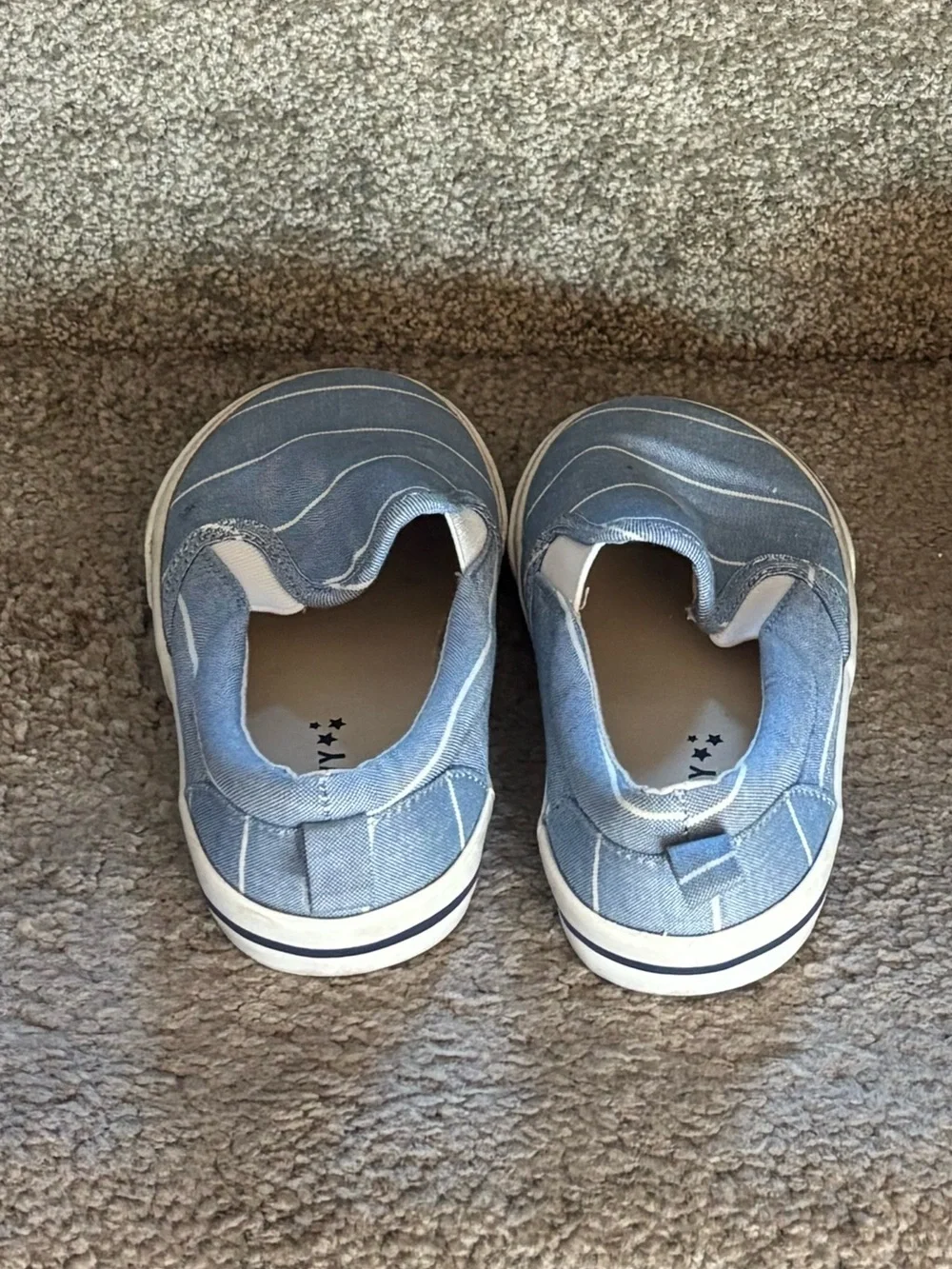 Old Navy Blue and White Striped Canvas Slip-Ons